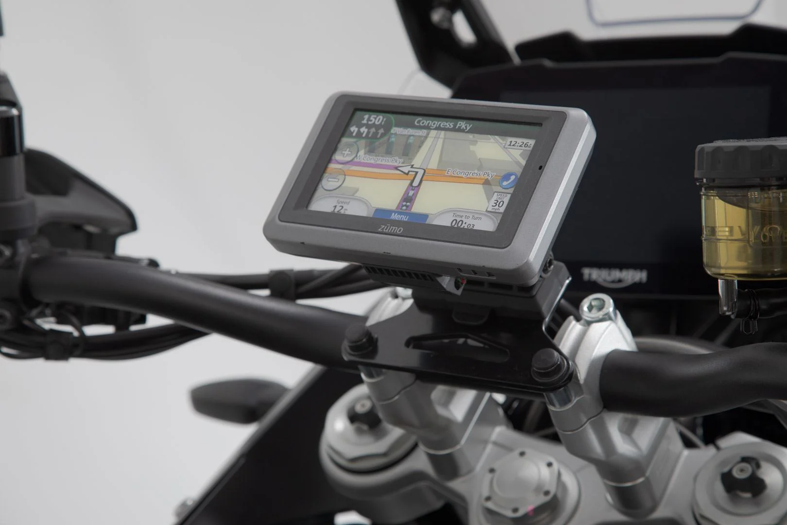 GPS Mount for Handlebar Honda / Suzuki / Triumph models Black - Image 2